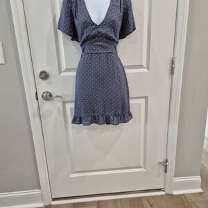 Abercrombie & Fitch Blue and White Flutter Sleeve Mini Dress